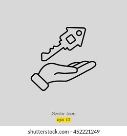 Web line icon. Key in hand
