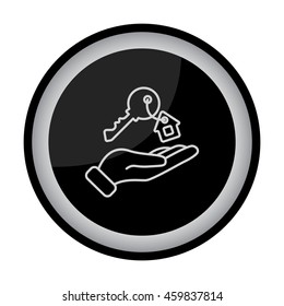 Web line icon. Key in hand, key from the house