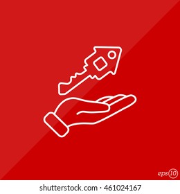 Web line icon. Key in hand