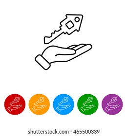 Web line icon. Key in hand