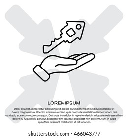 Web line icon. Key in hand