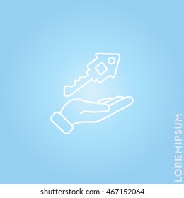 Web line icon. Key in hand