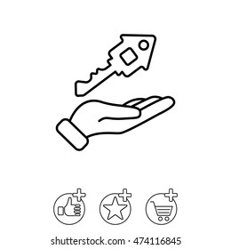 Web line icon. Key in hand