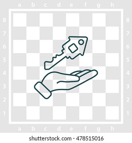 Web line icon. Key in hand