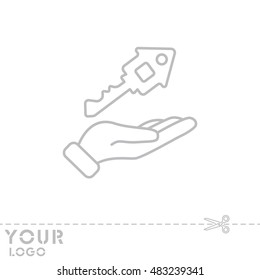 Web line icon. Key in hand