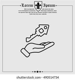 Web line icon. Key in hand