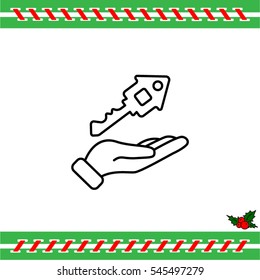Web line icon. Key in hand