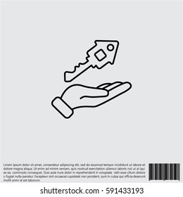 Web line icon. Key in hand