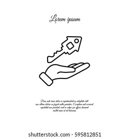 Web line icon. Key in hand