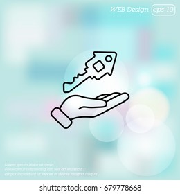 Web line icon. Key in hand