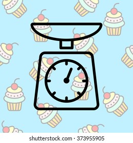 Web line icon. Kitchen scales