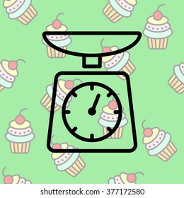 Web line icon. Kitchen scales