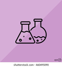 Web line icon. Laboratory flasks