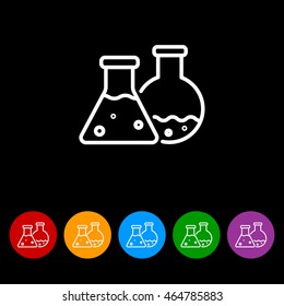 Web line icon. Laboratory flasks