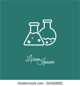 Web line icon. Laboratory flasks