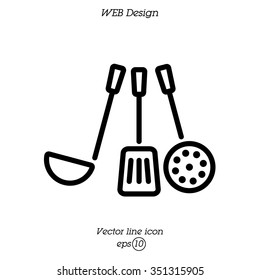 Web line icon. Ladle, skimmer