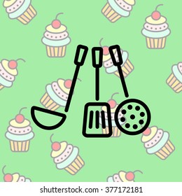 Web line icon. Ladle, skimmer