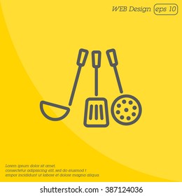 Web line icon. Ladle, skimmer