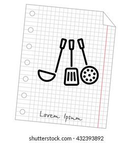 Web line icon. Ladle, skimmer