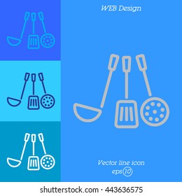 Web line icon. Ladle, skimmer