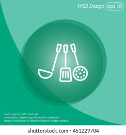 Web line icon. Ladle, skimmer