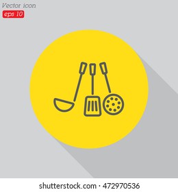 Web line icon. Ladle, skimmer