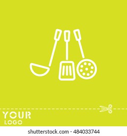 Web line icon. Ladle, skimmer