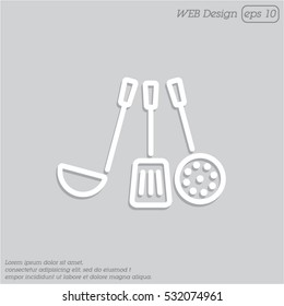 Web line icon. Ladle, skimmer