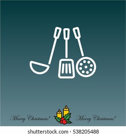 Web line icon. Ladle, skimmer
