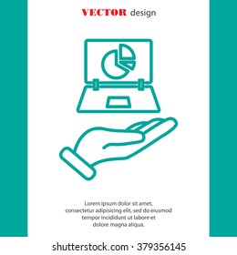 Web line icon. Laptop in hand