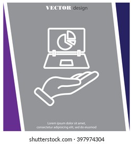 Web line icon. Laptop in hand