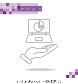 Web line icon. Laptop in hand