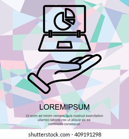 Web line icon. Laptop in hand