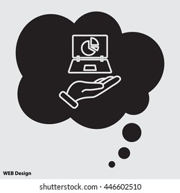 Web line icon. Laptop in hand