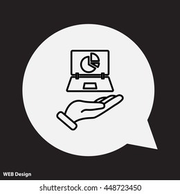 Web line icon. Laptop in hand