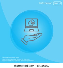 Web line icon. Laptop in hand