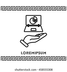 Web line icon. Laptop in hand