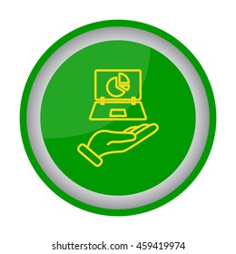 Web line icon. Laptop in hand