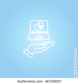 Web line icon. Laptop in hand