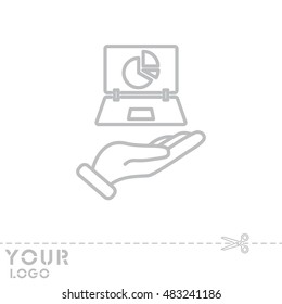 Web line icon. Laptop in hand