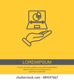 Web line icon. Laptop in hand