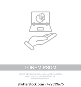 Web line icon. Laptop in hand