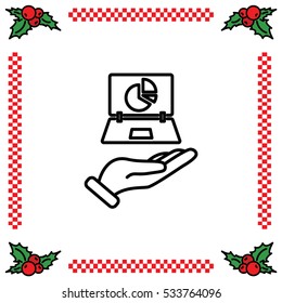 Web line icon. Laptop in hand