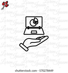 Web line icon. Laptop in hand