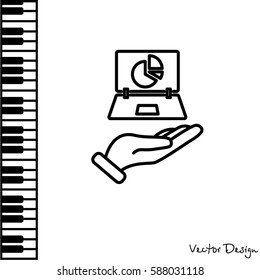 Web line icon. Laptop in hand