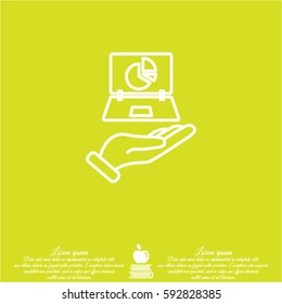 Web line icon. Laptop in hand