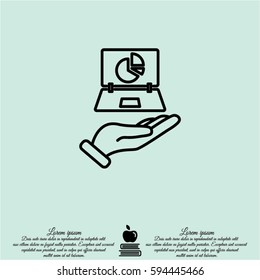 Web line icon. Laptop in hand