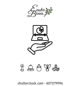 Web line icon. Laptop in hand