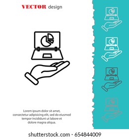 Web line icon. Laptop in hand