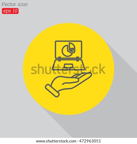 Web line icon. Laptop in hand